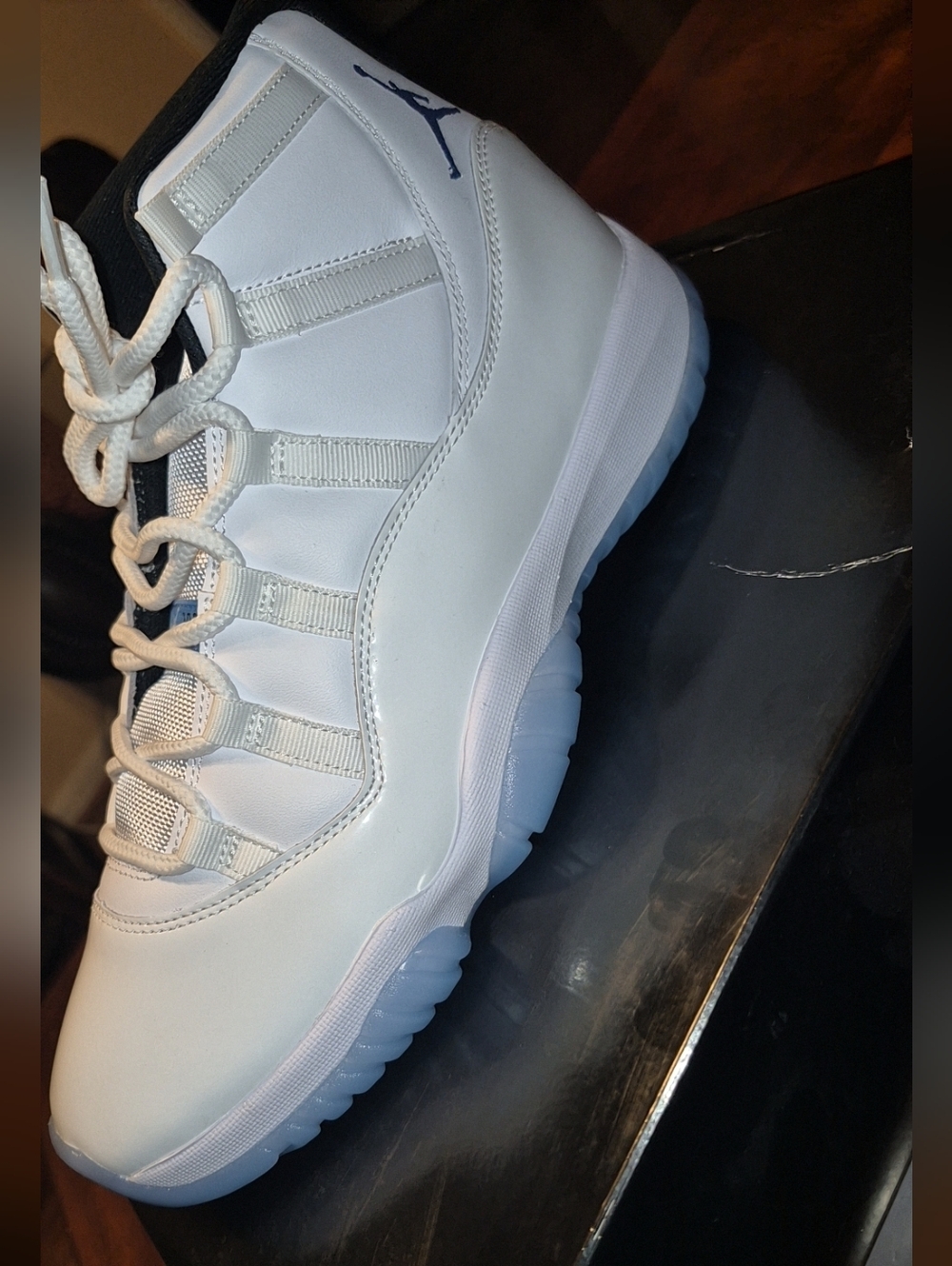 Jordan White High-Top with Icy Blue Outsole